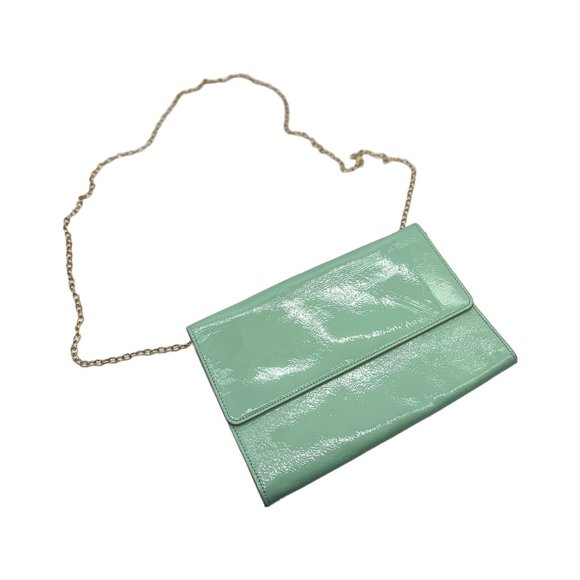 Nordstrom Handbags - Nordstrom NWT Turquoise Patent Leather Crossbody/Clutch with Gold Chain
